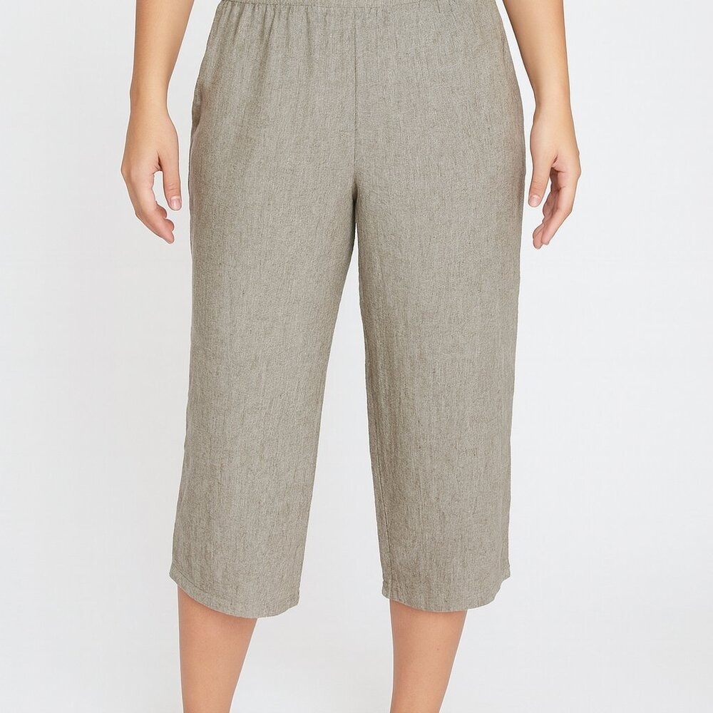 J. Jill Pure Jill Wide Leg Cropped Pants XL Petite 78% Linen 22% Cotton Beach